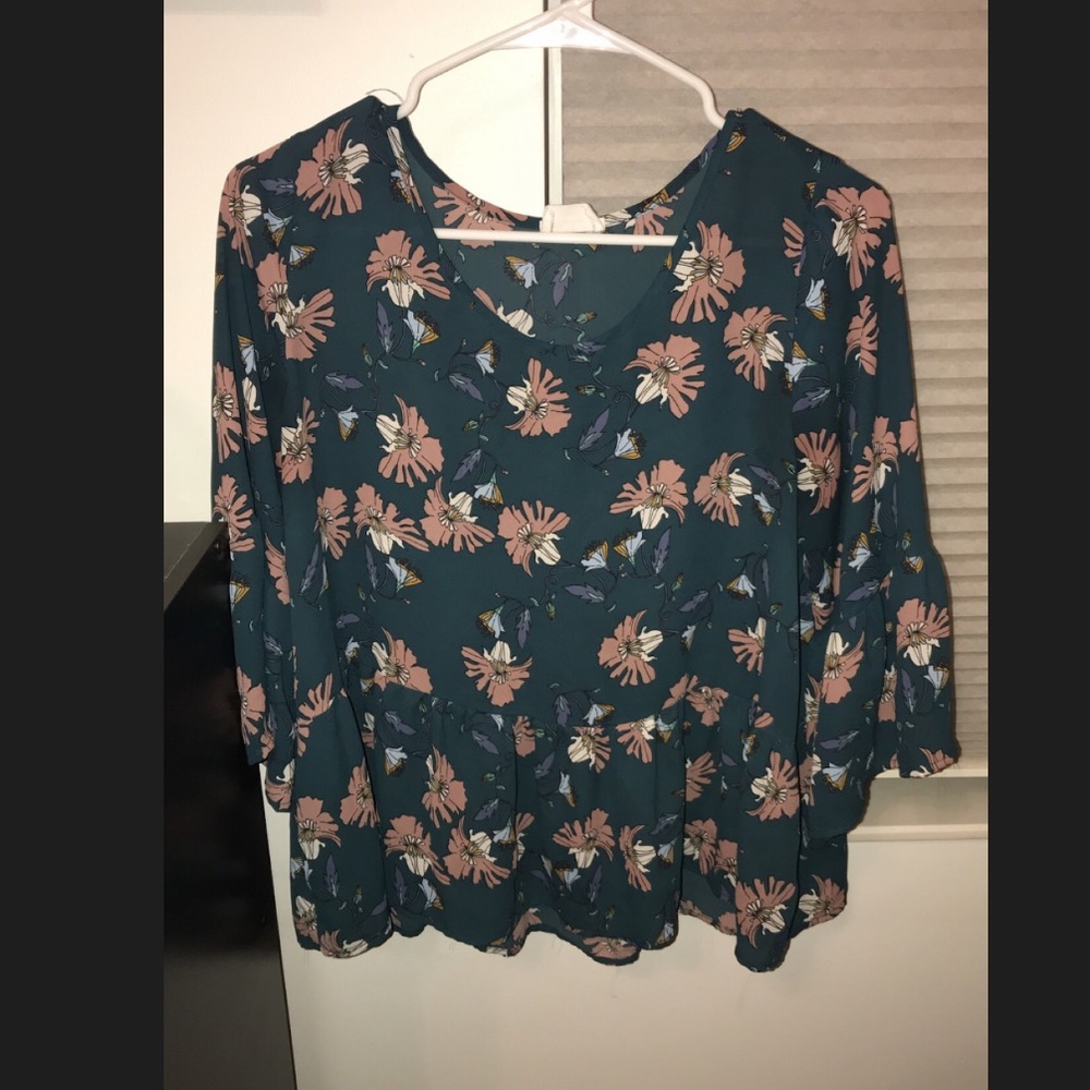 Blue and green flowy shirt